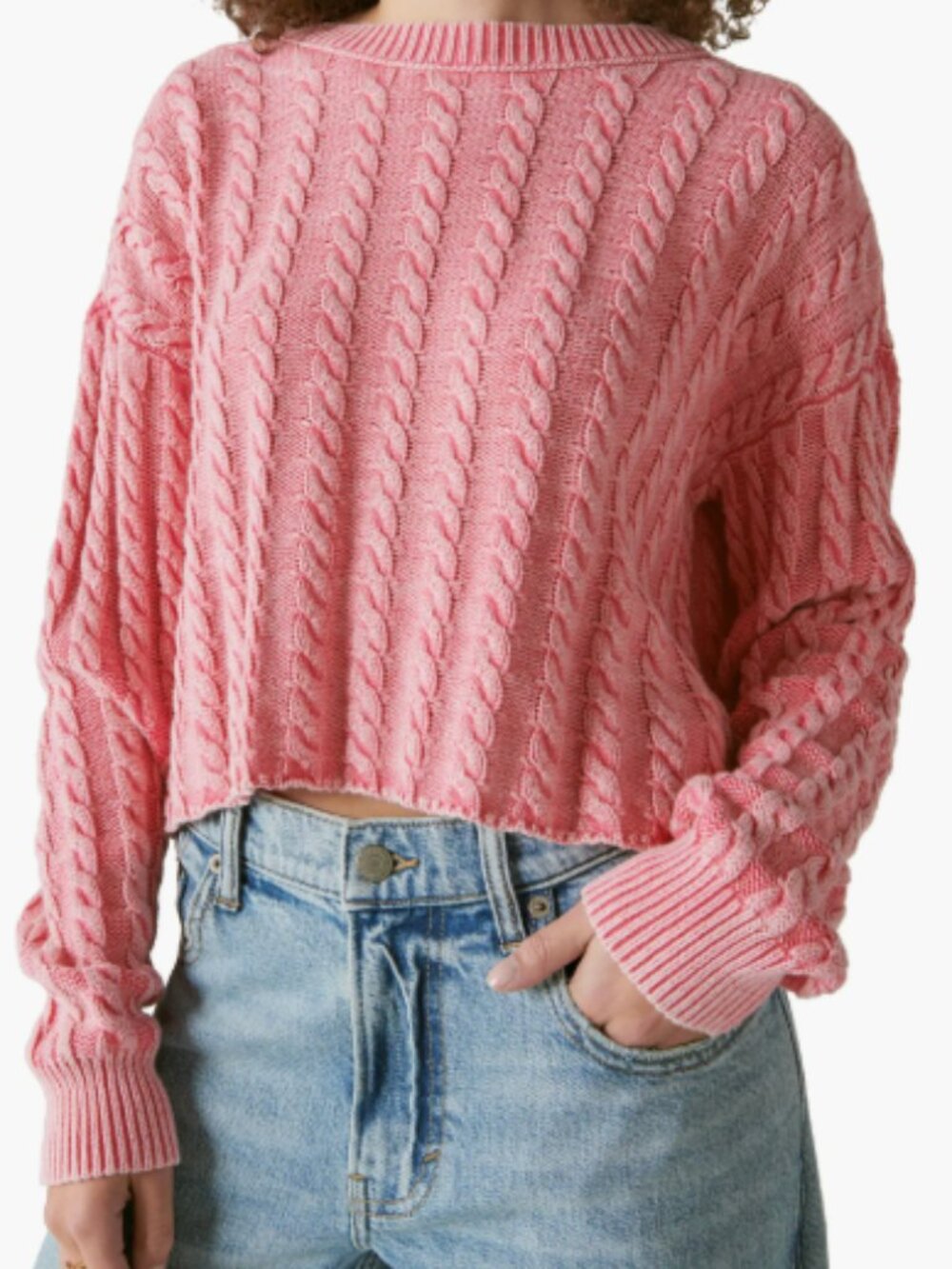 Lucky Brand - Cable-Knit Crop Sweater
